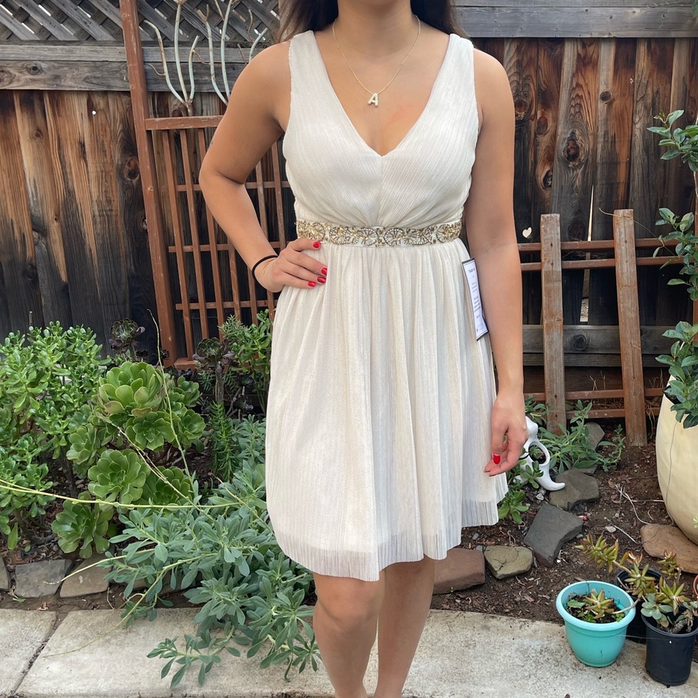 Adorable cream colored party dress with gold glitter flecks Size 1 NWT